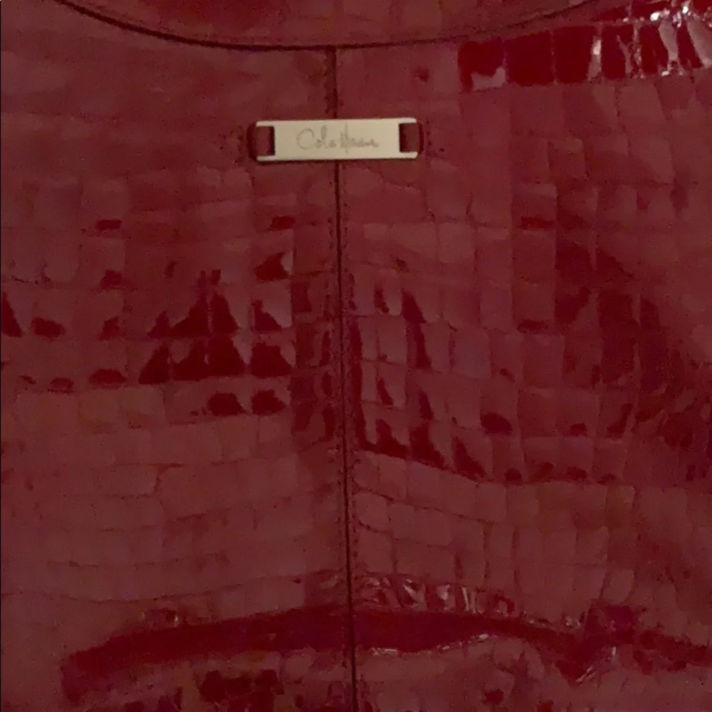 Cole Haan glossy Red leather crocodile Embossed bag